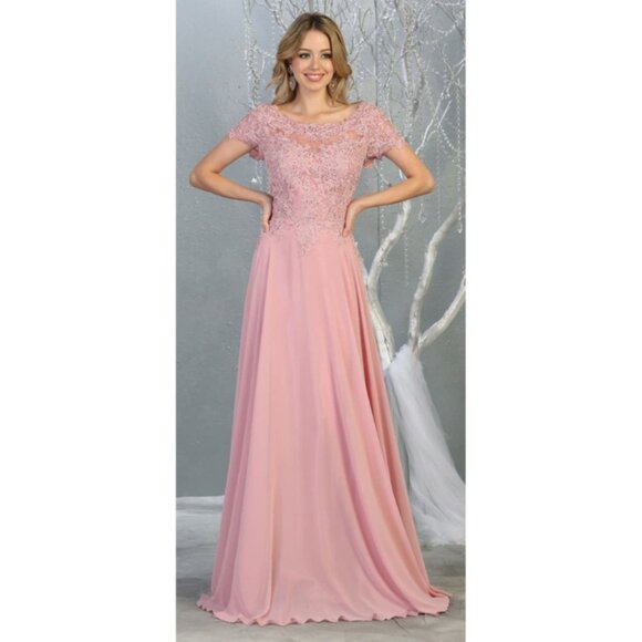 May Queen Dresses Dusty Rose Long Mother Of The Bride Sleeveless